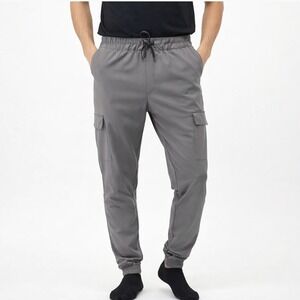 Zyia Active Gray Cargo Jogger Pants Men's XL Drawstring Elastic Waist Athleisure